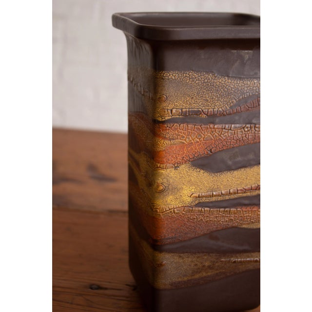 Brown Royal Haeger “Earth Wrap” Geometric Form Vase For Sale - Image 8 of 11