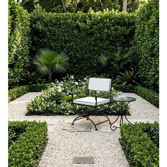 Vintage Neoclassical Style Wrought Iron Outdoor Lounge Chair For Sale - Image 10 of 10