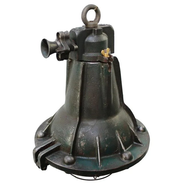 French factory pendant by sammode, france green cast iron clear glass with cage e27 / e26 weight: 21.50 kg / 47.4 lb this...