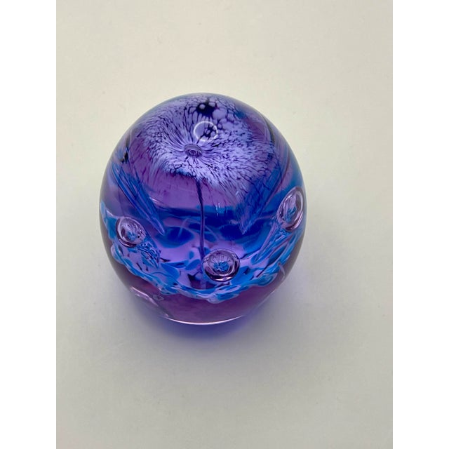Amethyst Purple & Blue Art Glass Paperweight For Sale - Image 8 of 10