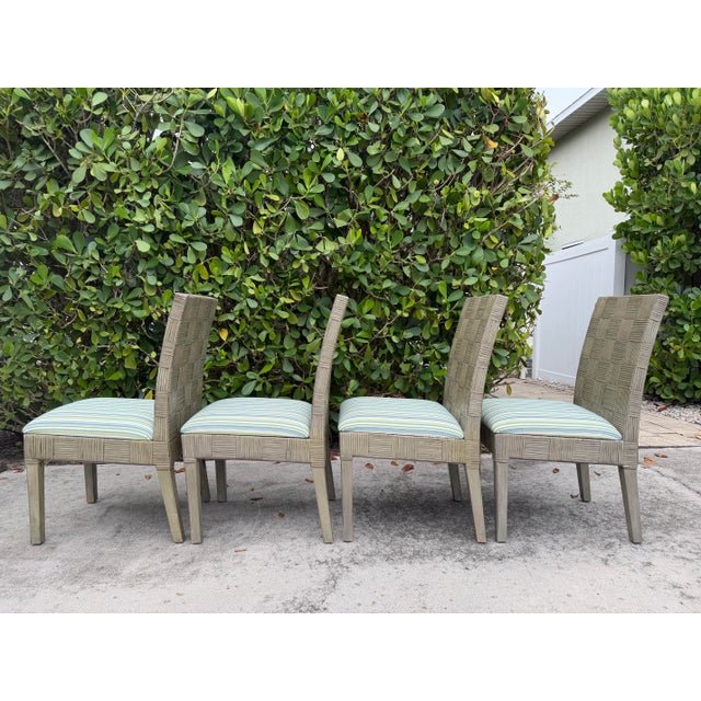 2010s Braxton Culler Chart House Dining Chairs With Woven Rattan Backs, Set of 4 For Sale - Image 5 of 17