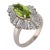 Vintage 3.20 Carat Peridot Diamond Platinum Ballerina Ring, Size 4.75 For Sale