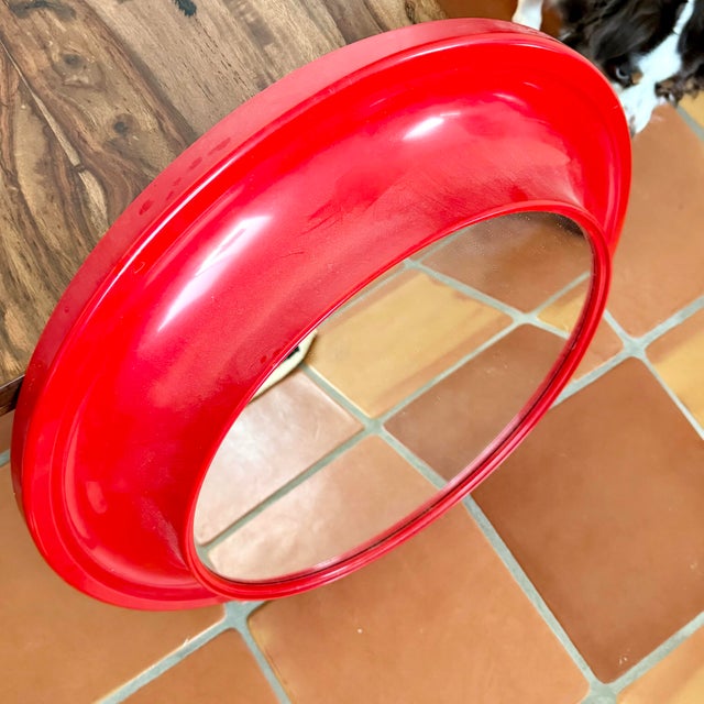 Mid-Century Modern Mid Century Modern Early 70s Kastilia Retro Red Plastic Framed Wall Mirror MCM For Sale - Image 3 of 5