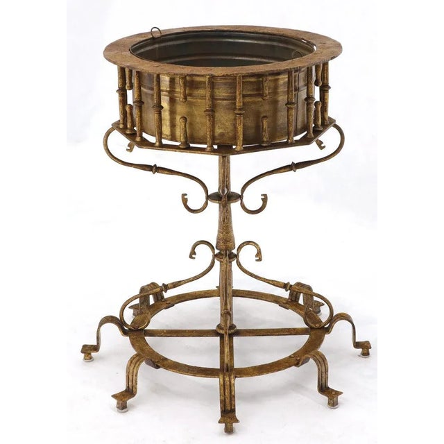 Large Italian Wrought Iron Gold Gilt Planter For Sale - Image 6 of 13