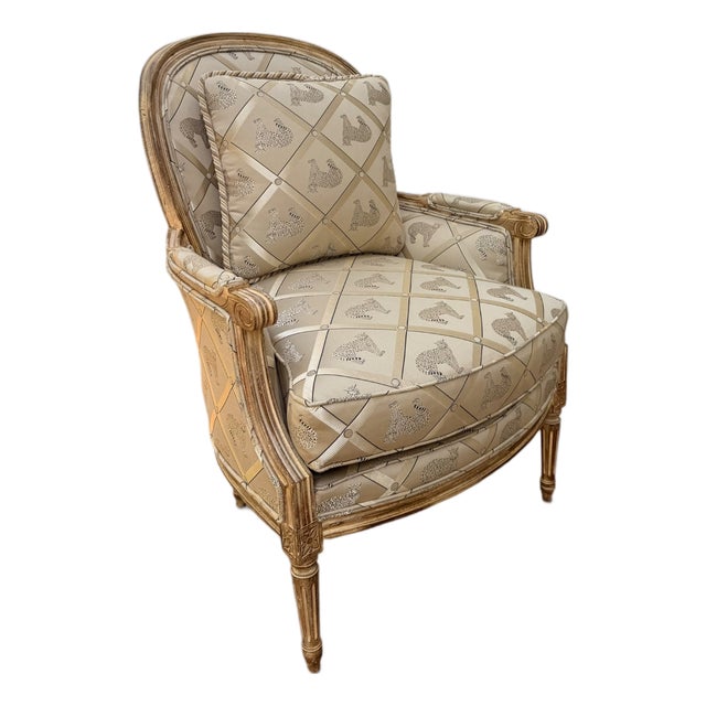 Wesley Hall Louis XVI Style Upholstered Bergère Chair For Sale