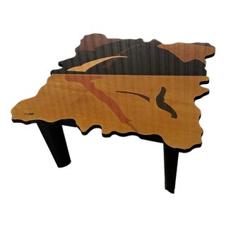 Coffee Table Sculptural Masterpiece in Wood Inlay by Carlo Malnati, 1980s For Sale