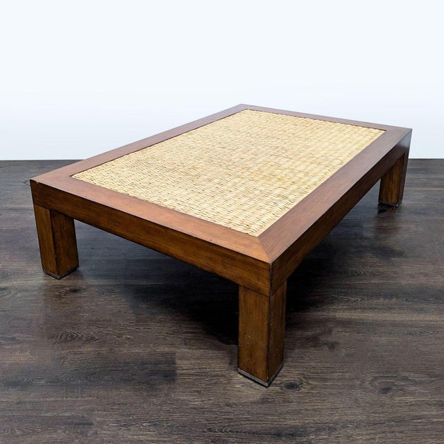 2010s Ralph Lauren Rattan Woven Top Coffee Table For Sale - Image 5 of 6