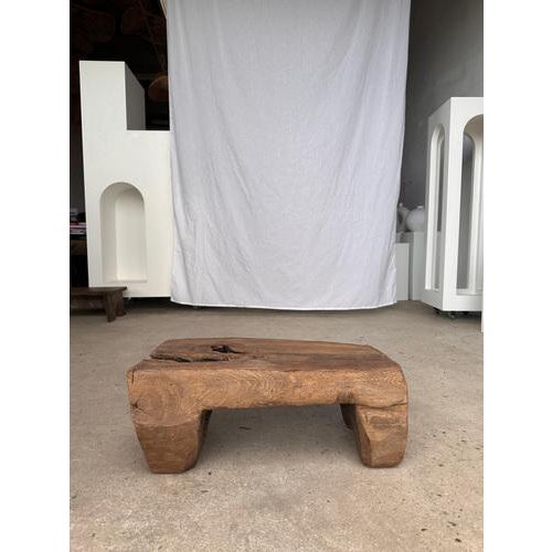 Stool in Raw Organic Monoxyl Asian Teak with Openwork Base For Sale - Image 6 of 18