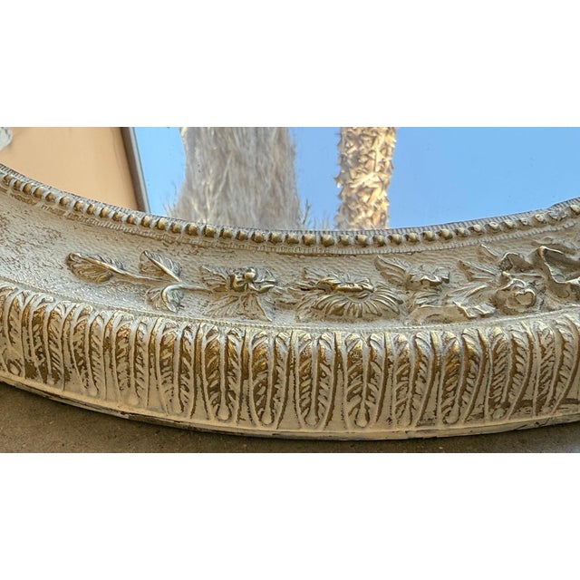 Late 19th Century Late 19th Century Round French Rococo Gilted & White Bronze Wall Mirror For Sale - Image 5 of 18