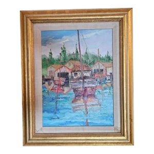 "Puerto De Mar" 1982 Painting by Jauan A. Navarrete