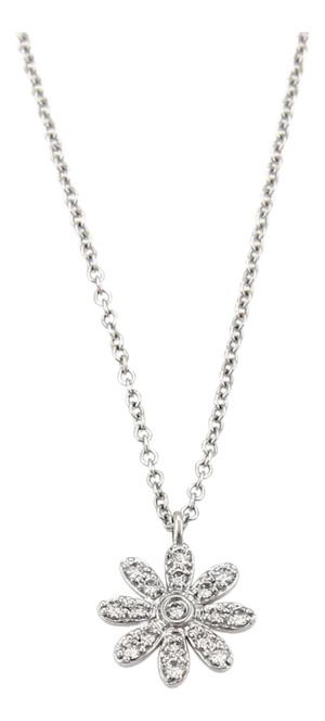 Late 20th Century 22005 - Tiffany & Co. Diamond Daisy 18k White Gold Pendant Necklace