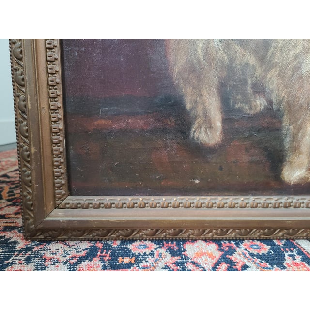 Moody Antique Oil Painting Portrait of a Norfolk Terrier Dog For Sale - Image 9 of 18
