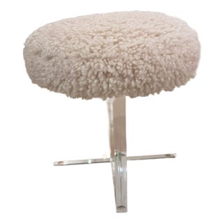 Winter White Sherpa Stool For Sale