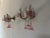 Pink C 1930 Rare Pink Cranberry Fuchsia Murano Flowers Crystal Sconces One of Kind For Sale - Image 8 of 11