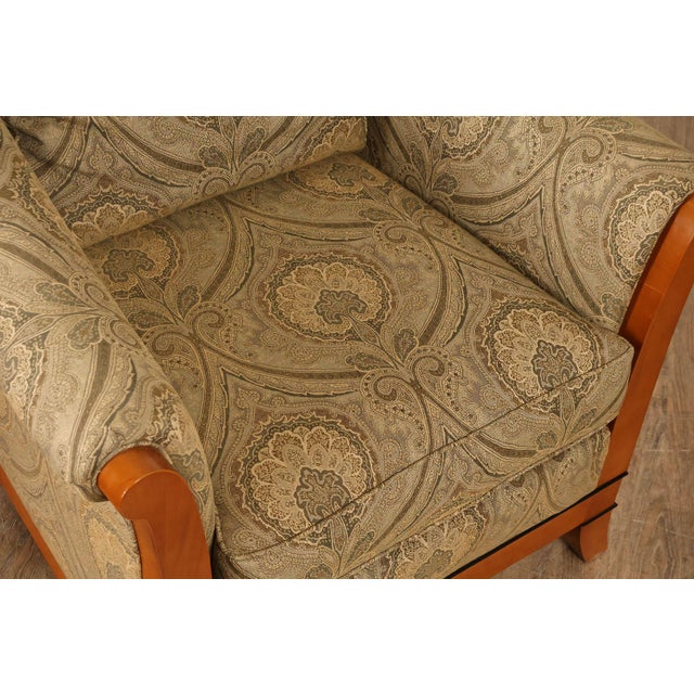 Late 20th Century Sherrill Biedermeier Style Upholstered Armchair With Exposed Wood Frame For Sale - Image 5 of 18