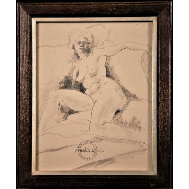 Franklin White, Reclining Female Nude Figure Drawing Study, 20th Century, Pencil on Paper For Sale - Image 4 of 7