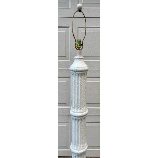 Striking Michael Taylor-style neoclassical column plaster floor lamp. Circa, 1980s. Original wiring and in working...