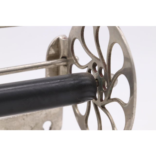 Wood Antique J. L. Mott Antique Nickel Plated Toilet Paper Holder-Unsigned For Sale - Image 7 of 11