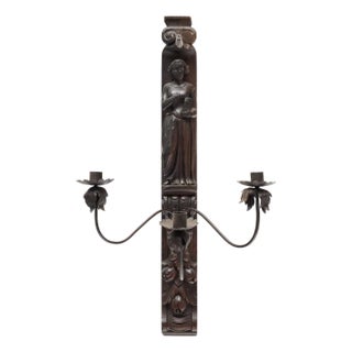 French Antique Wooden Candle Sconce For Sale