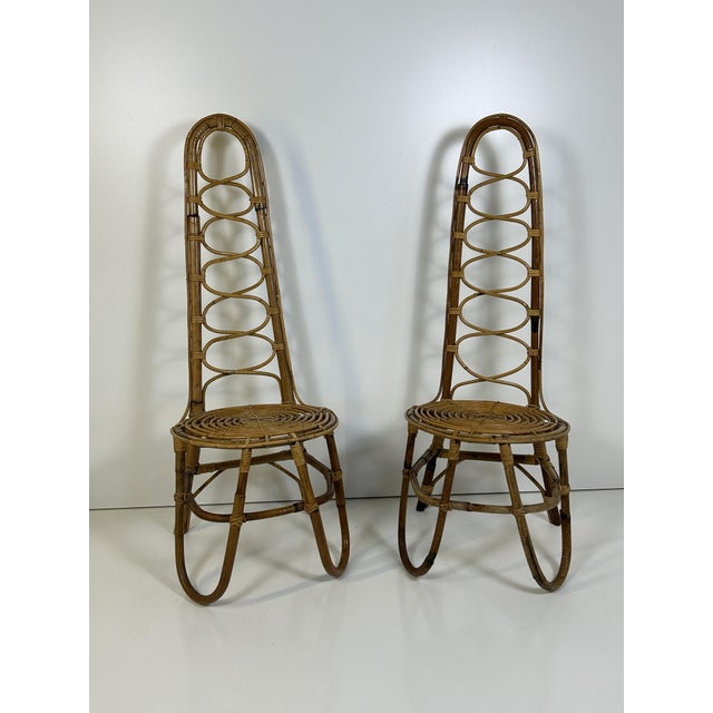 Brown Rattan Fireplace Chairs, 1960s, Set of 2 For Sale - Image 8 of 9