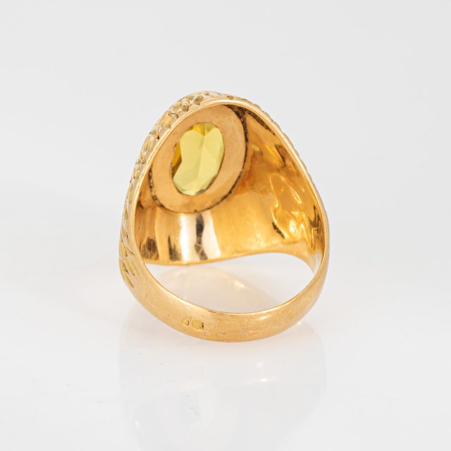 1960s 60s Portuguese Citrine Ring 19k Yellow Gold Cocktail Dome Fine Jewelry 7.5 For Sale - Image 5 of 7