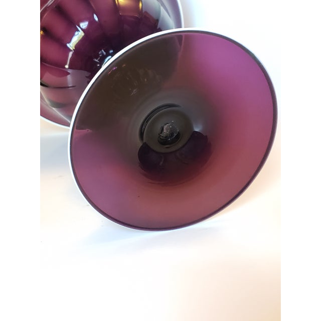 Vintage Murano Glass Amethyst Tazza Compote Bowl Attr Salviati For Sale - Image 17 of 18