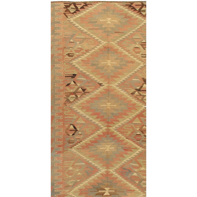 Brick Red Vintage Turkish Kilim Area Rug 5ft 2in X 10ft For Sale - Image 8 of 9