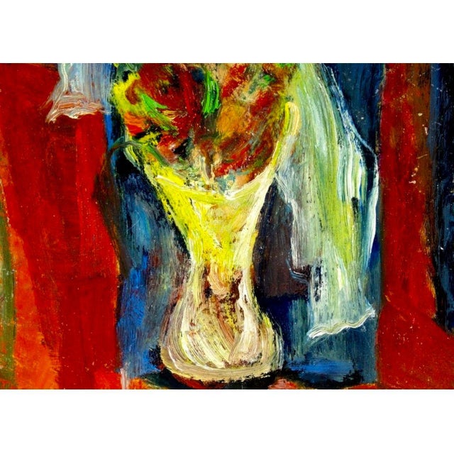 Abstract Expressionism Norman Carton, American Abstract Expressionist Flowers Oil Painting Norman Carton Wpa Artist For Sale - Image 3 of 14