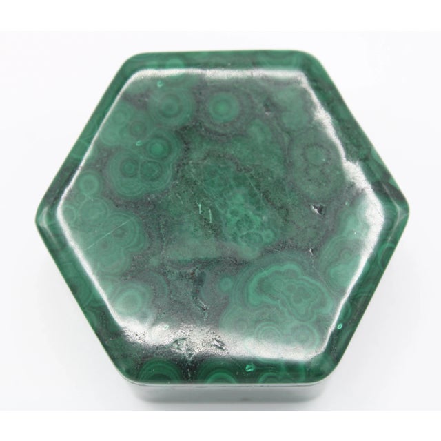 Vintage Hexagonal Genuine Malachite Box For Sale In Tulsa - Image 6 of 10