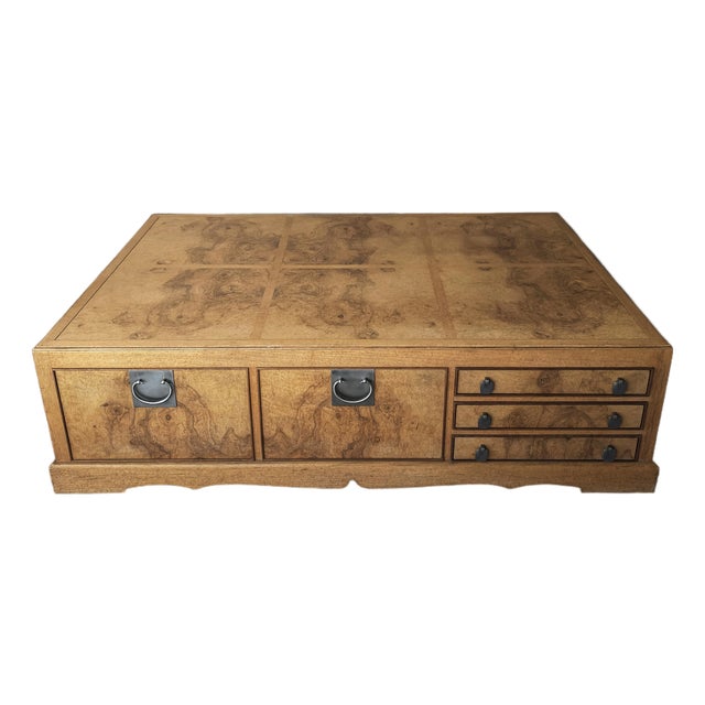 Large Scale Vintage Burl Double Sided Coffee Table For Sale