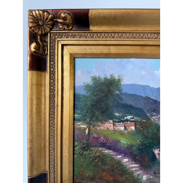 1980s Vintage Mediterranean Coastal Oil on Canvas Painting - Framed For Sale - Image 5 of 13
