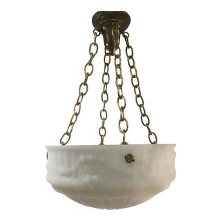 Vintage Leviton Frosted Glass Neoclassical Dish Chandelier For Sale