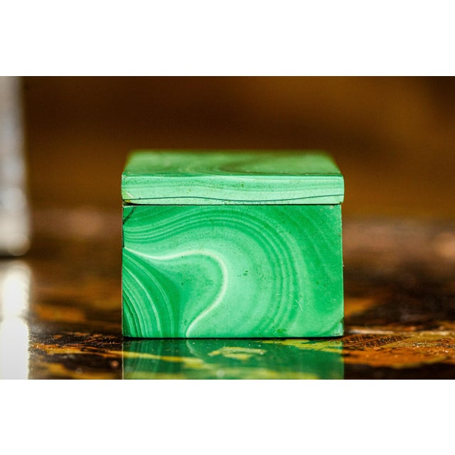 Miniature Malachite Natural Stone Vintage Specimen Box Home Decor For Sale - Image 12 of 14
