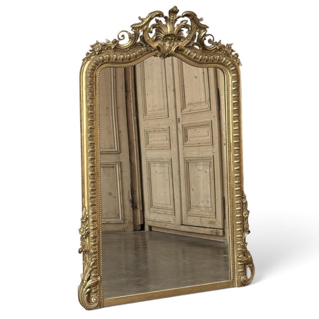 19th Century French Napoleon III Period Regence Style Gilded Mantel Mirror For Sale - Image 18 of 18