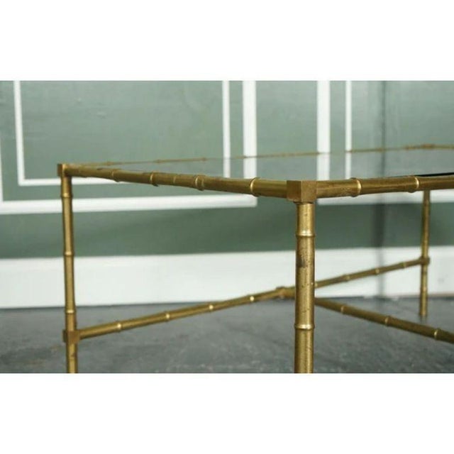 Hollywood Regency Golden Bamboo Coffee and Side Tables on Castors, 1960s, Set of 3 For Sale - Image 11 of 13
