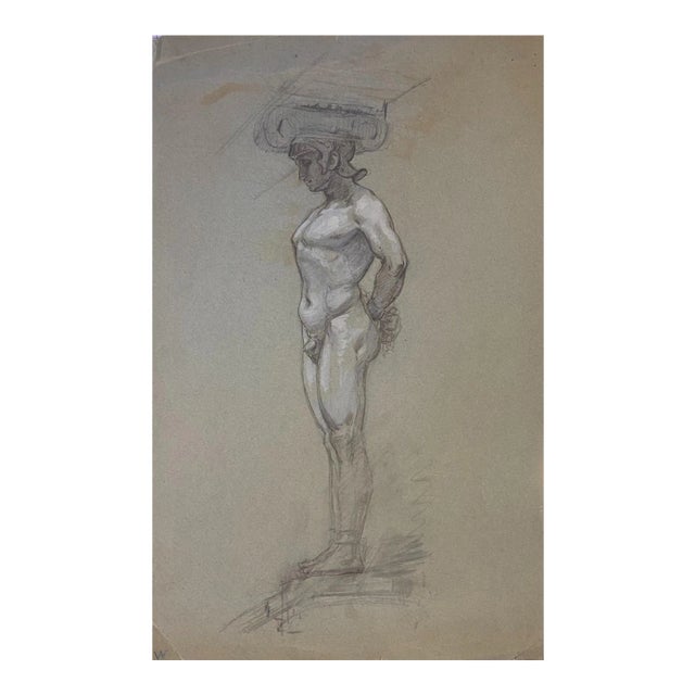 Charles Walch, Study for Caryatid, Pencil, Early 20th Century For Sale