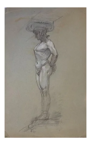 Charles Walch, Study for Caryatid, Pencil, Early 20th Century