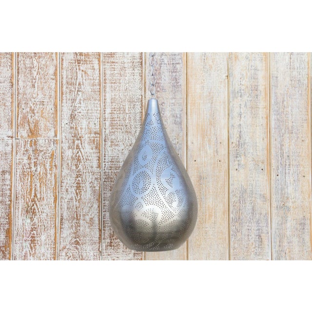 Silver Silver Filigree Lucknow Teardrop Pendant Lantern For Sale - Image 8 of 12