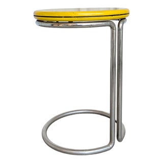 Vintage Bauhaus Yellow Bar Table in Chrome, 1970s For Sale
