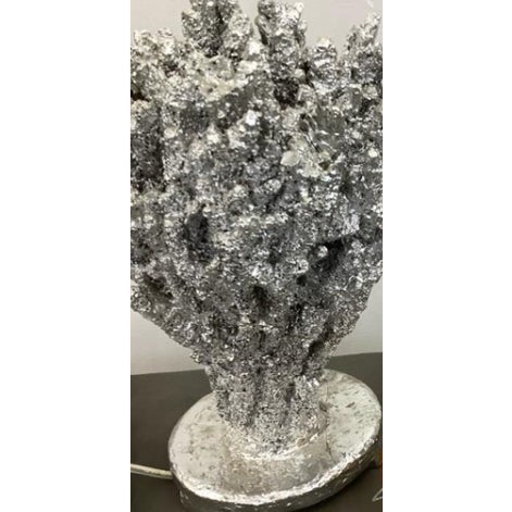 Modern Late 20th Century Pair of Sculptural Silver Coral Table Lamps Hollywood Regency Coastal Chic For Sale - Image 3 of 3