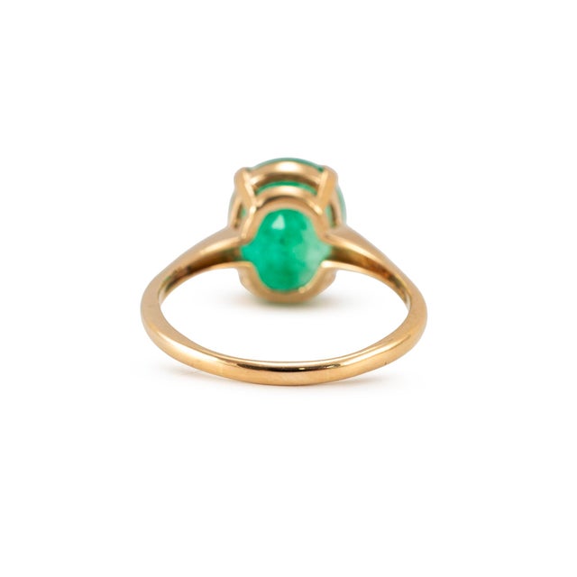 Ladies 14k Yellow Gold 4.36ctw Gia Colombian Green Emerald Cocktail Ring, Size 9 For Sale In Houston - Image 6 of 10