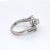 Silver 14k White Gold Diamond Three-Stone Engagement Ring - Size 7 For Sale - Image 8 of 11