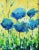 Early 21st Century Impressionist Blue Poppies Floral Flowers Oil Painting W/ Antiqued Gold Wood Frame For Sale - Image 5 of 7