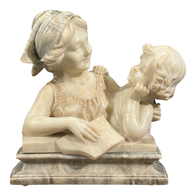 Neoclassical, Marble Statue, Mother and Daughter, France, 1910s For Sale