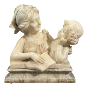 Neoclassical, Marble Statue, Mother and Daughter, France, 1910s