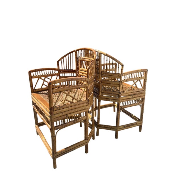 Tan Mid 20th Century Pair of Brighton Pavilion Burnt Bamboo Pagoda Chairs For Sale - Image 8 of 15