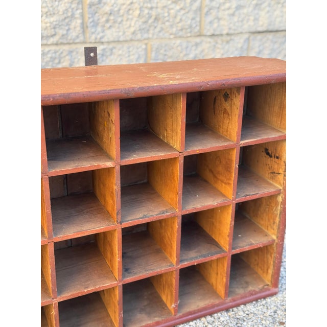 Vintage Industrial Wooden Sorting Cabinet With 32 Compartments For Sale - Image 4 of 8