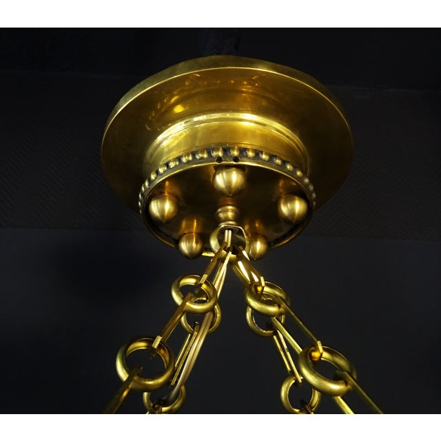 1920s Large Vintage Pendant Chandelier in Alabaster, 1930s For Sale - Image 5 of 14