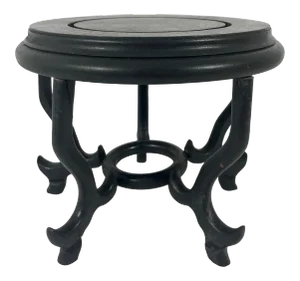 Old Hong Kong Chinese Carved Ebony Black Rosewood Display Stand or Pedestal 7"