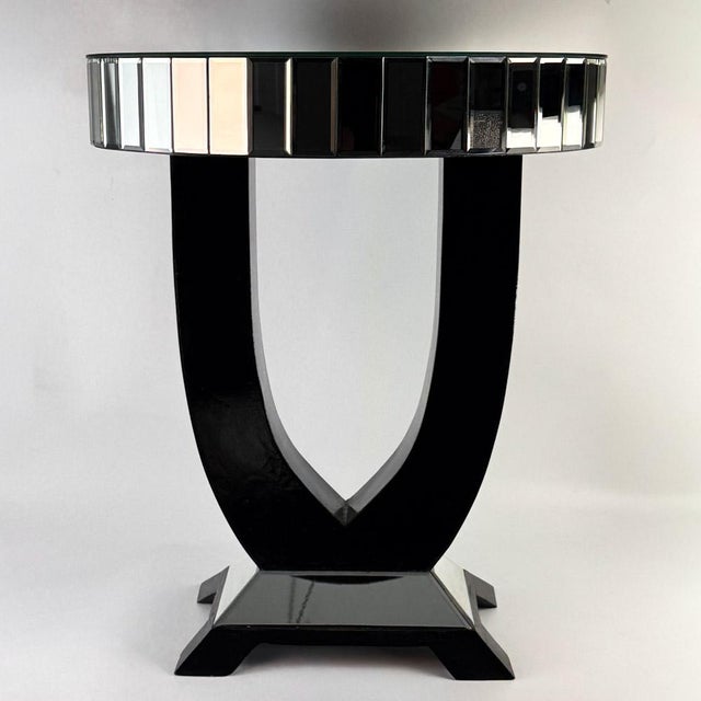 Art Deco Round Mirrored Bar Table in Black Painted Wood, 1930s For Sale - Image 6 of 18
